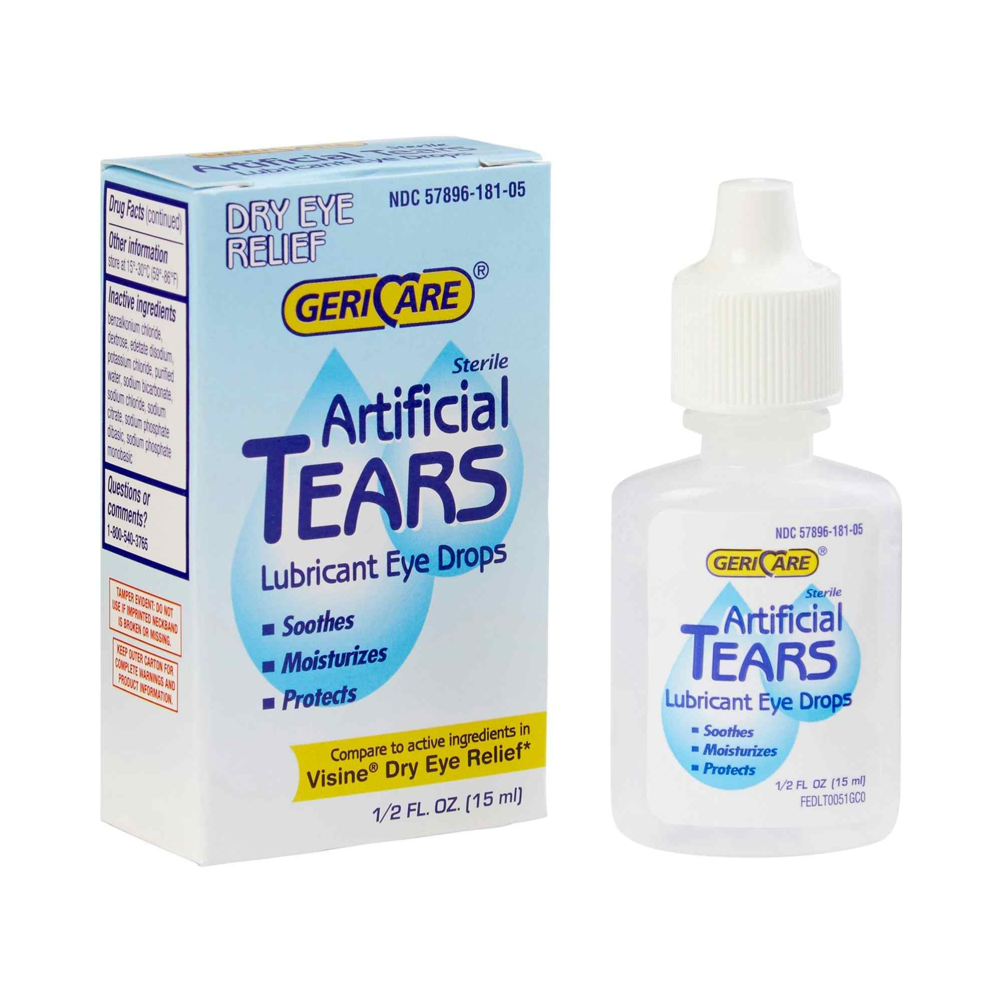 GeriCare Artificial Tears Sterile Lubricant Eye Drops, 0.5 oz. Carewell
