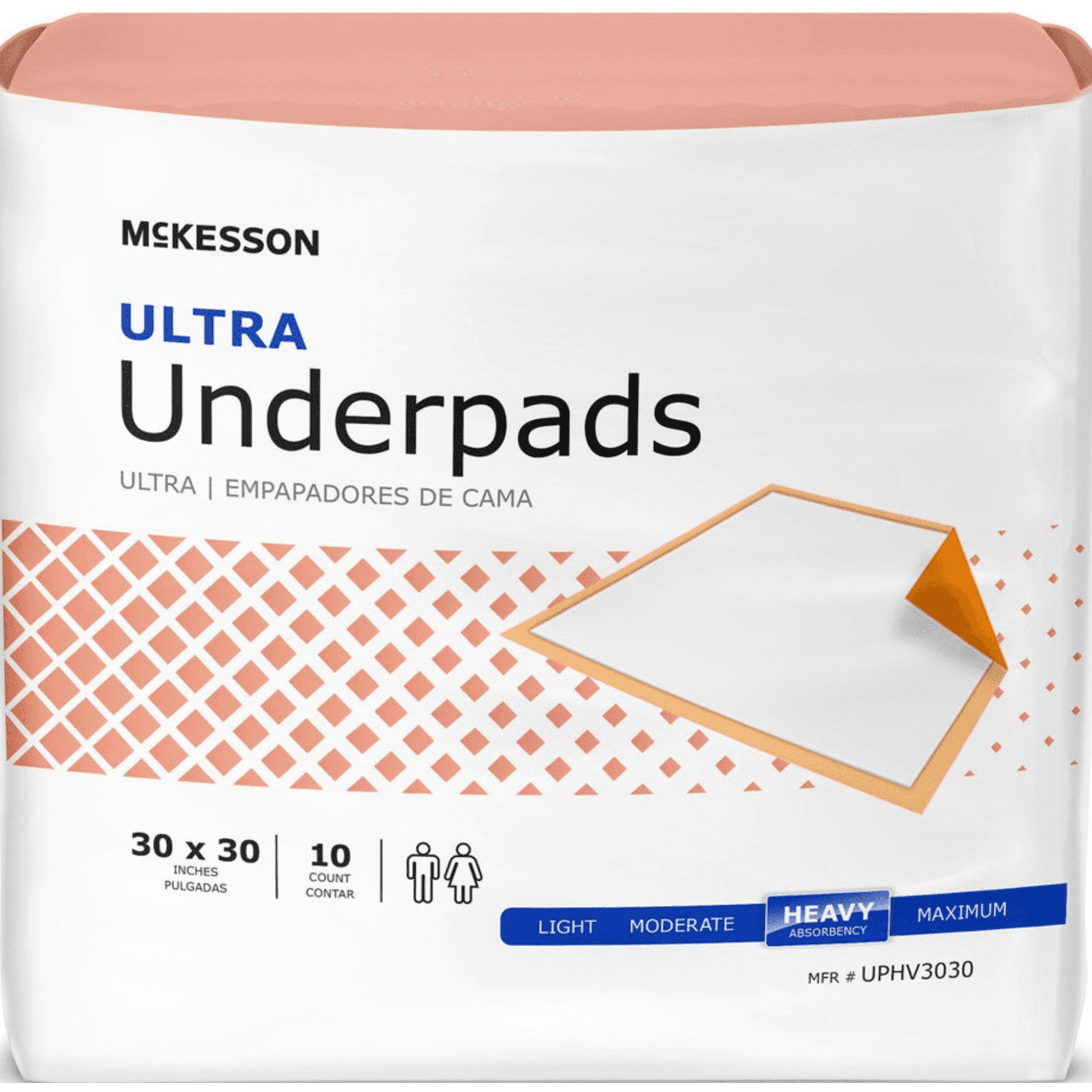 McKesson Underpads, Ultra, 30"X 36", UPHV3036-BG10, Bag 10