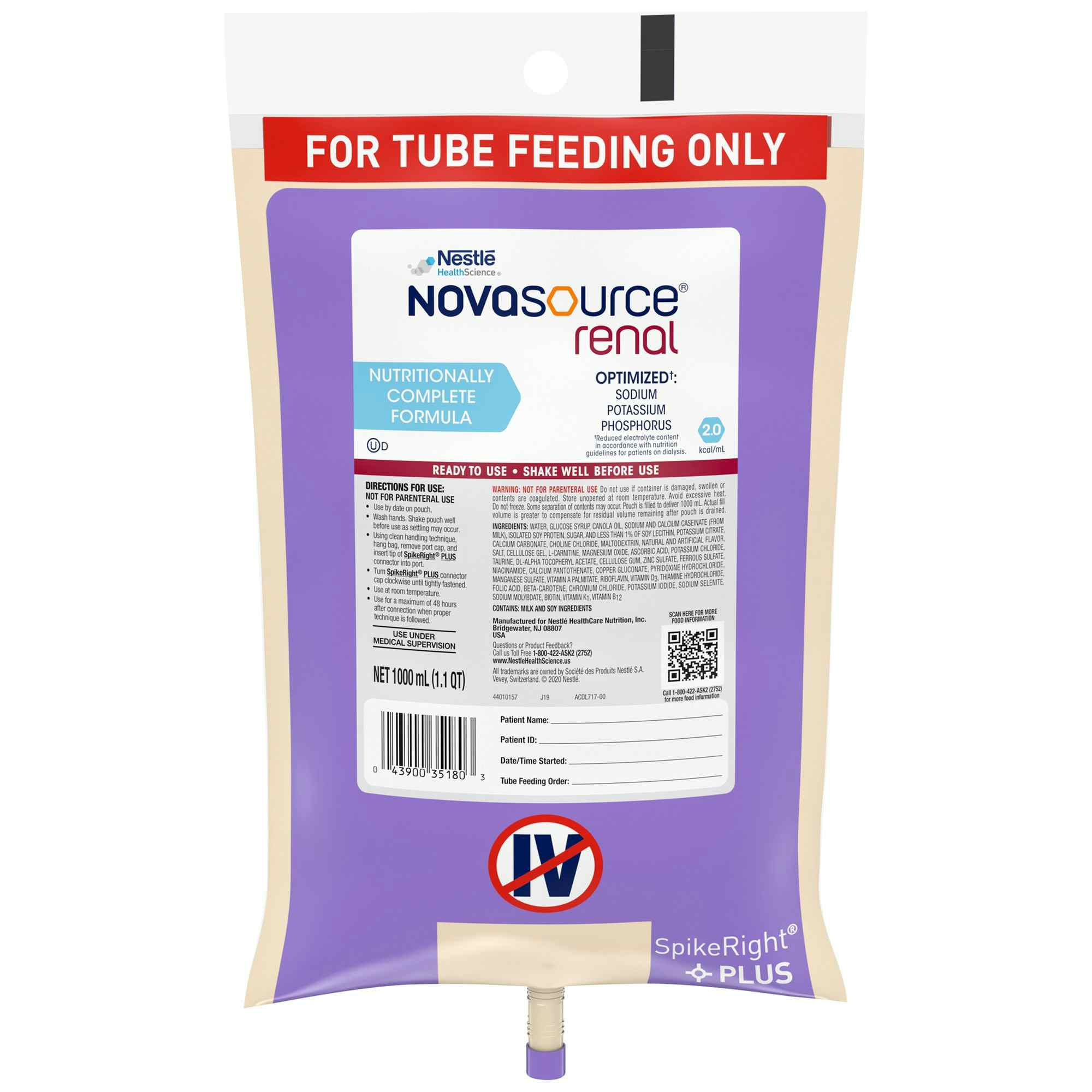 Novasource Renal Optimized Tube Feeding Formula, 33.8 oz.