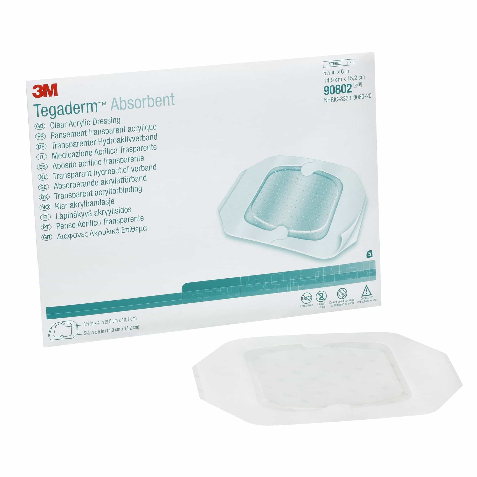 3M Tegaderm Absorbent Clear Acrylic Dressing, 5-7/8 X 6"