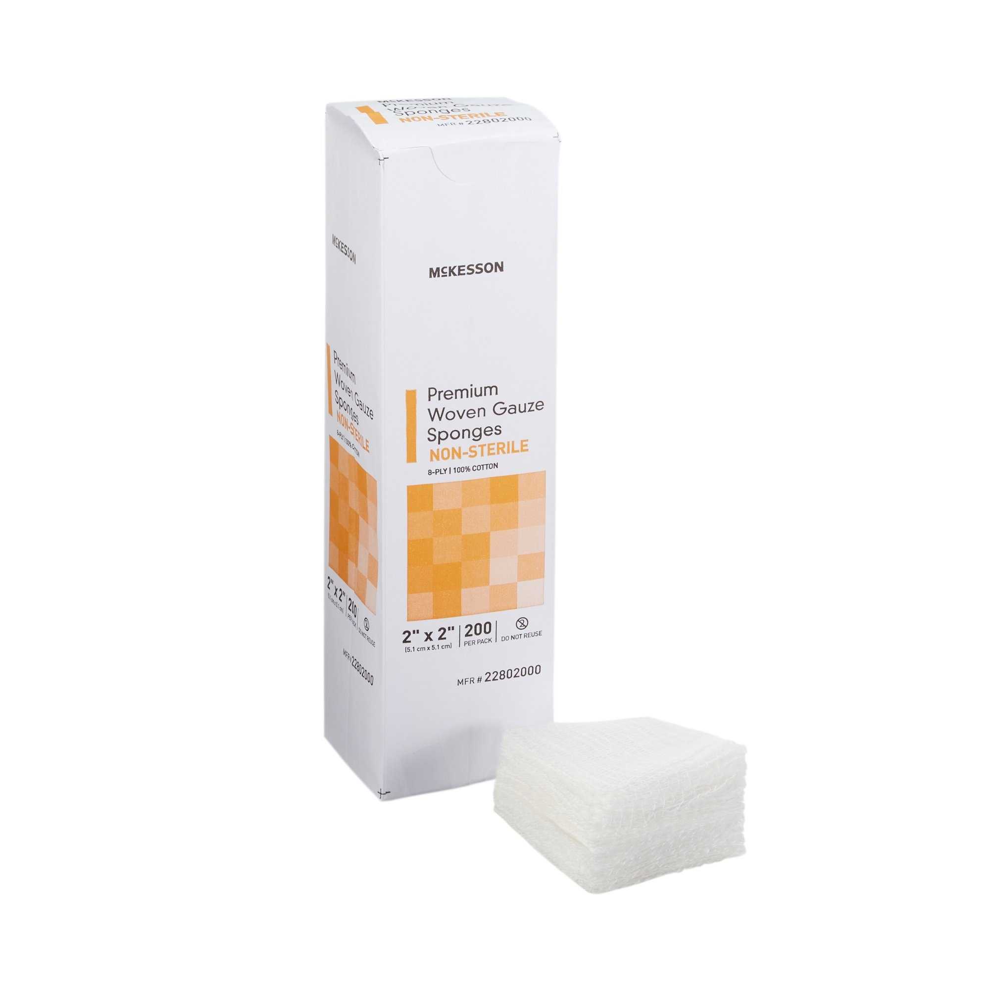 McKesson 8-Ply Premium Woven Gauze Sponges, Non-Sterile, 2 X 2 inches