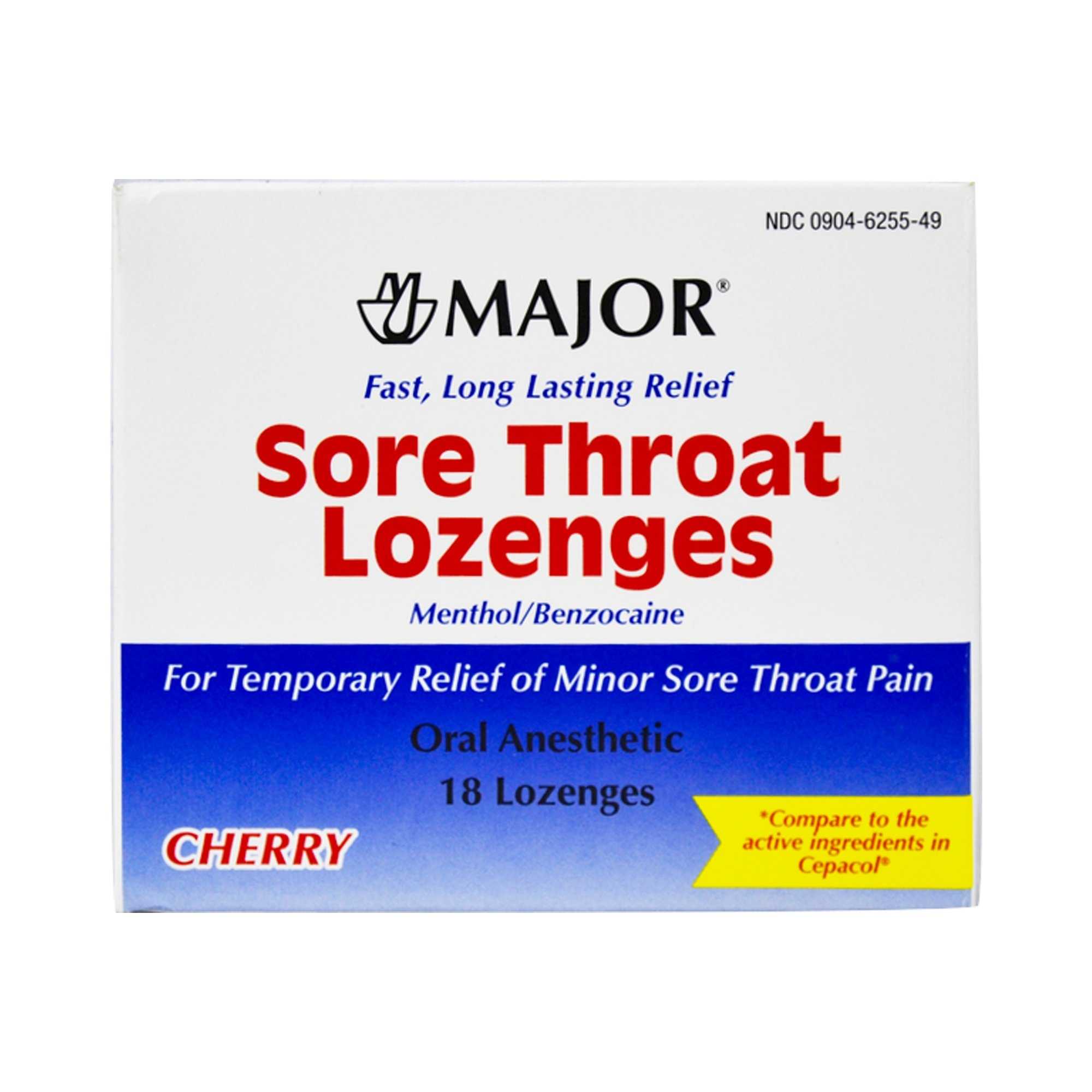 Major Sore Menthol Benzocaine Throat Lozenges