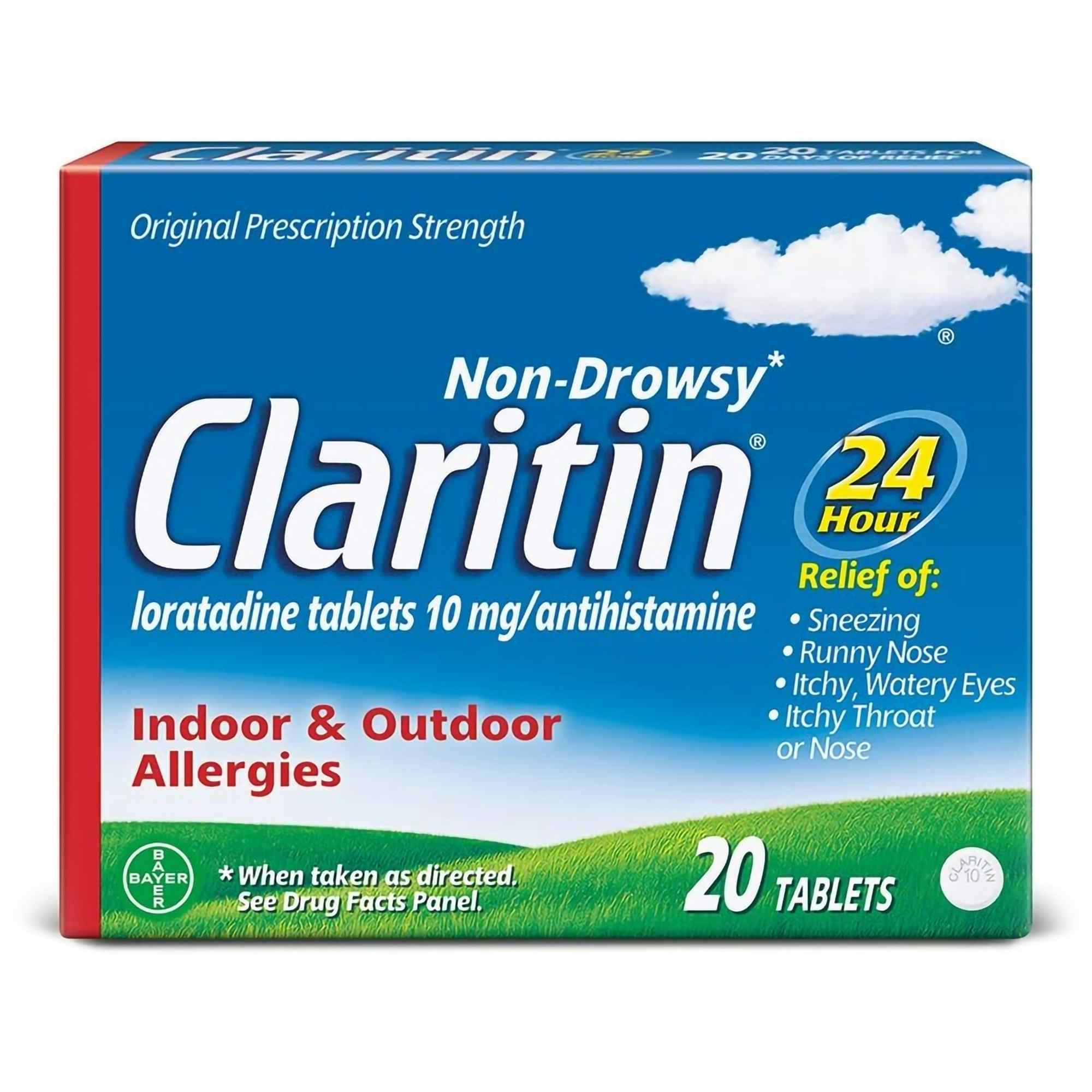 Claritin 24-Hour Indoor and Outdoor Allergy Tablet, 20 Tablets