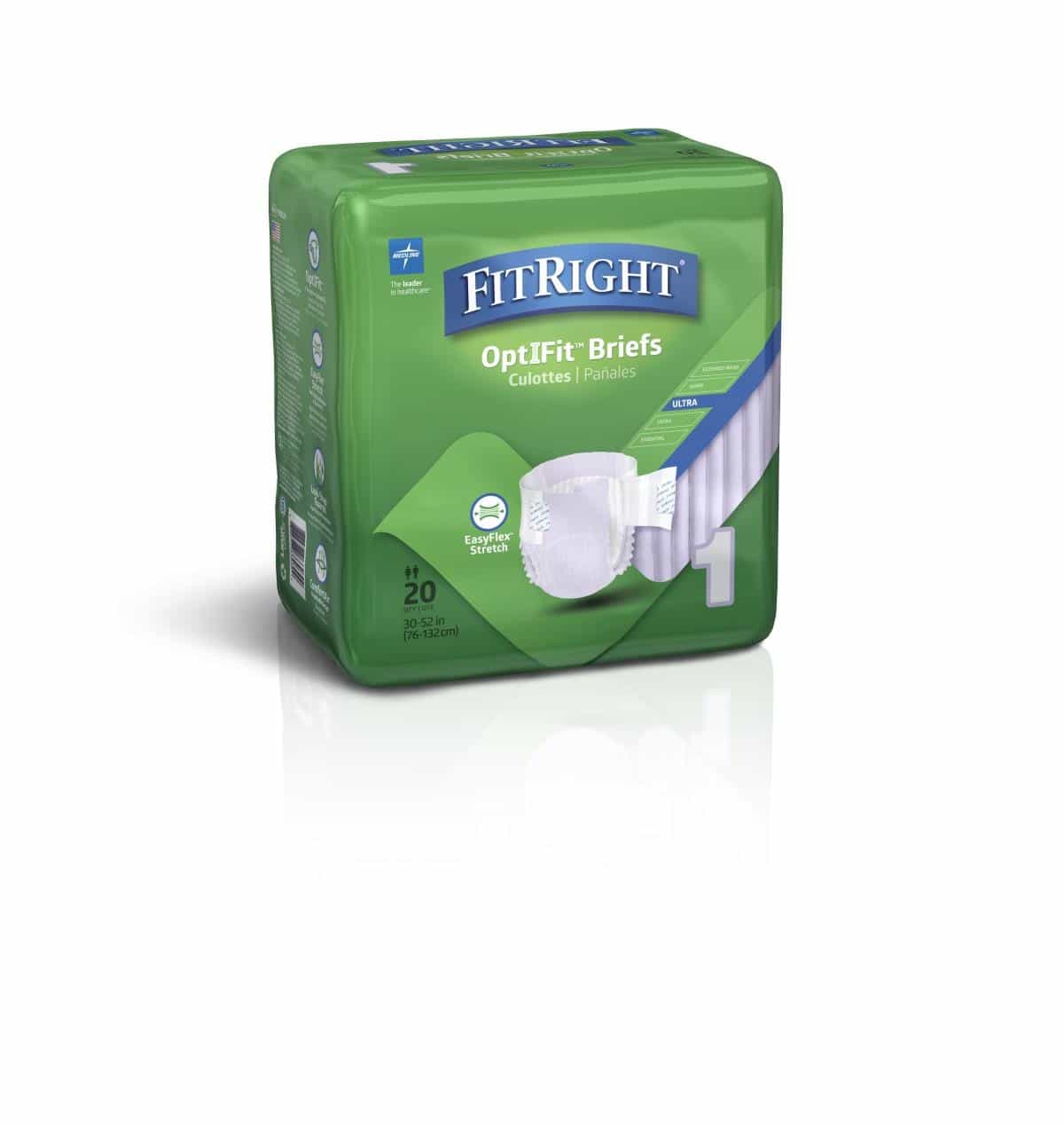 FitRight OptiFit Ultra Incontinence Briefs with Center Tab Adult Diapers, Heavy Absorbency