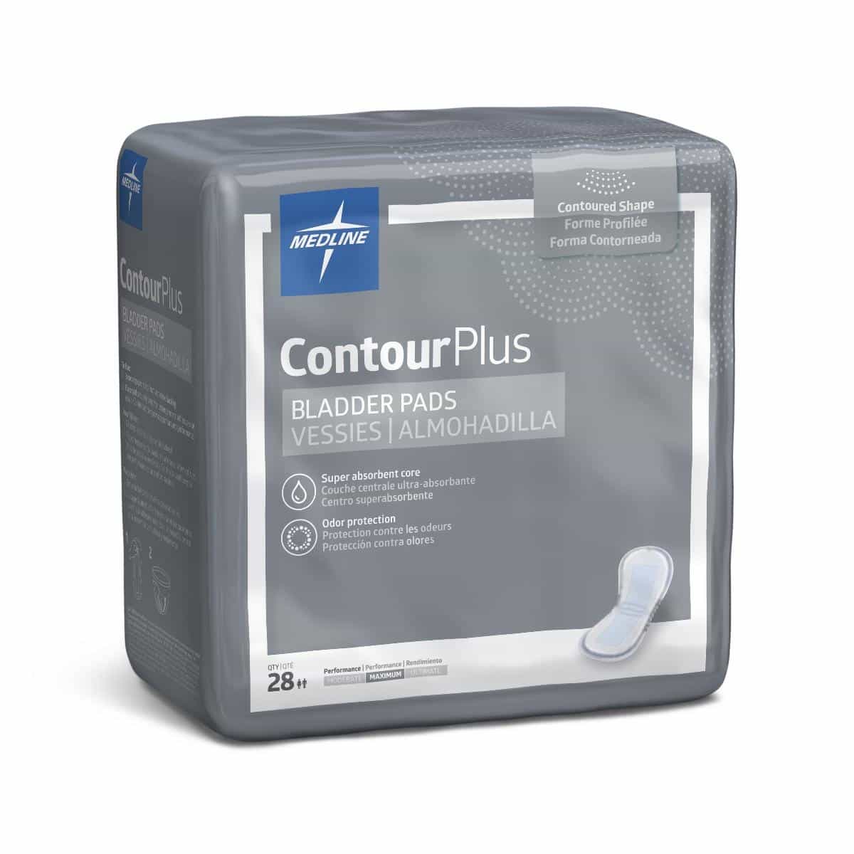 Medline ContourPlus Bladder Control Pads, Maximum Absorbency