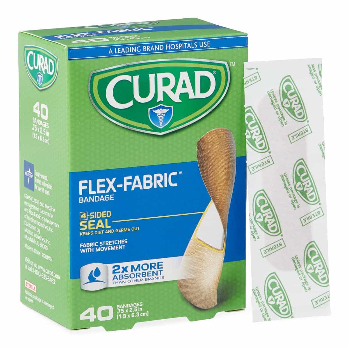 Curad Flex-Fabric Bandages, 3/4" X 2 1/2"