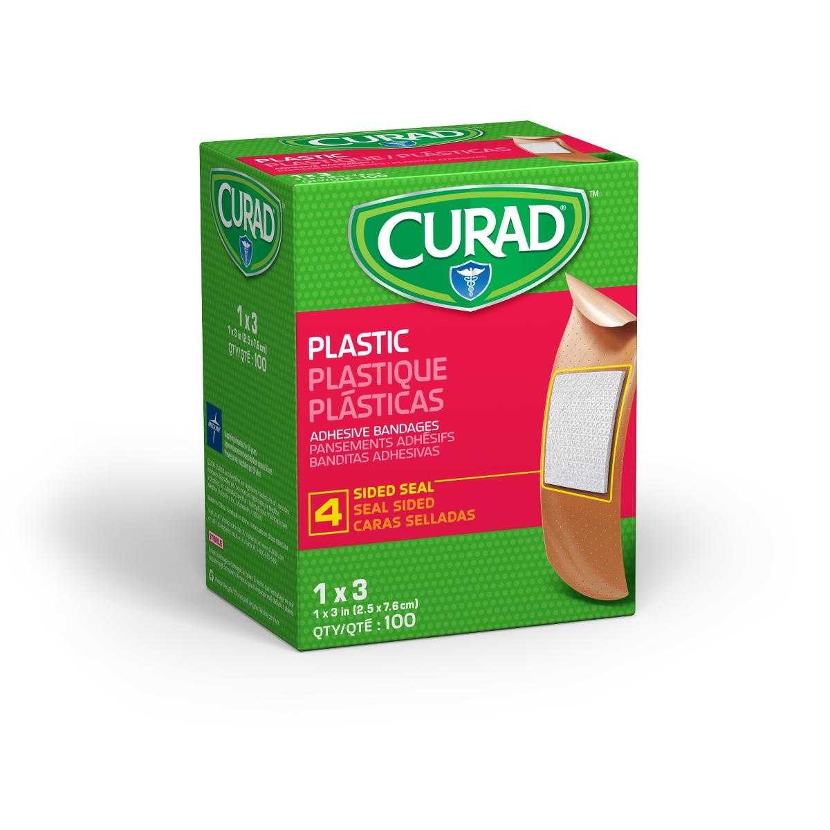 Curad Plastic Adhesive Bandages, 1" X 3"