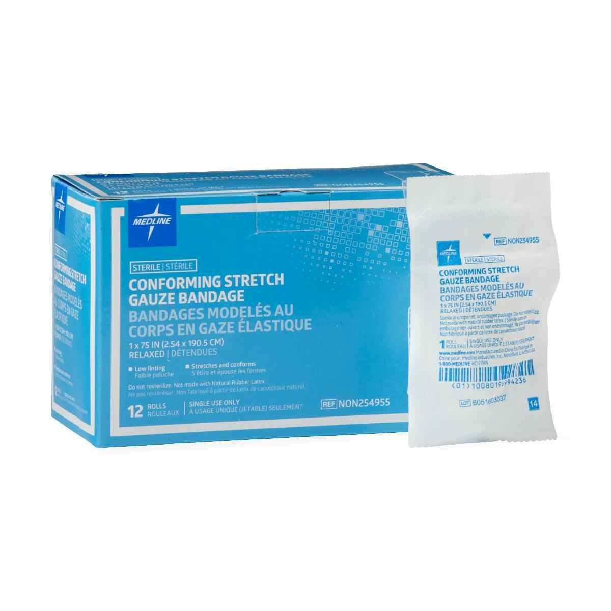 Medline Conforming Stretch Gauze Bandages, Heavy Weight