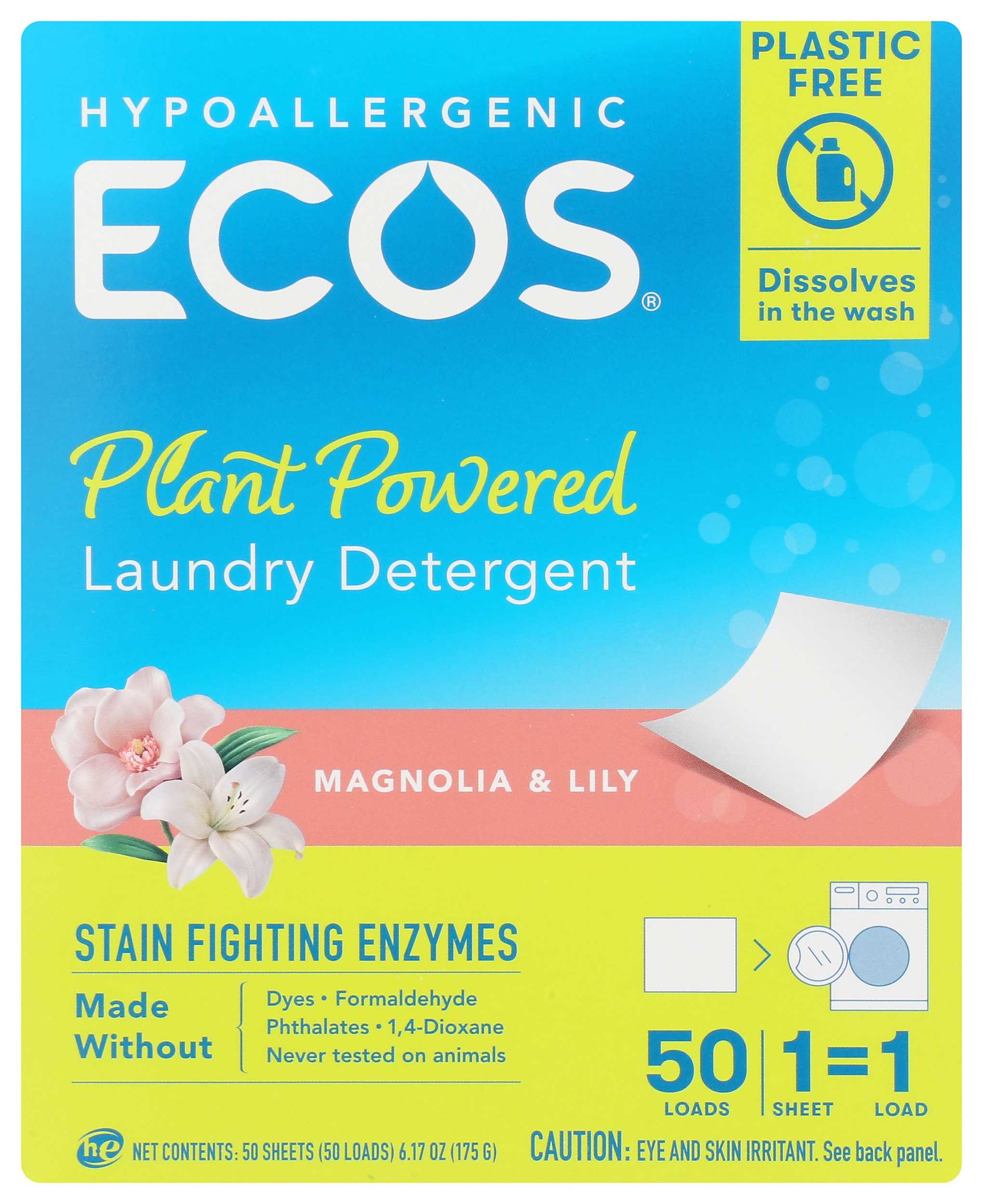 ECOS Plant Powered Laundry Detergent Sheets, Magnolia & Lily Scent