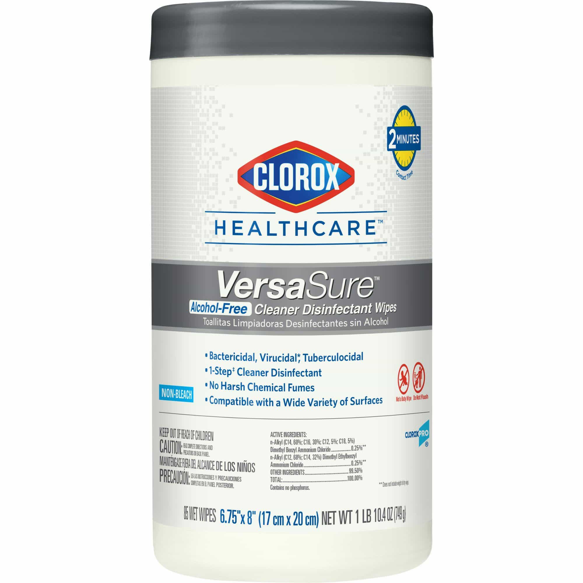 Clorox Healthcare VersaSure Alcohol Free Cleaner Disinfectant Wipes