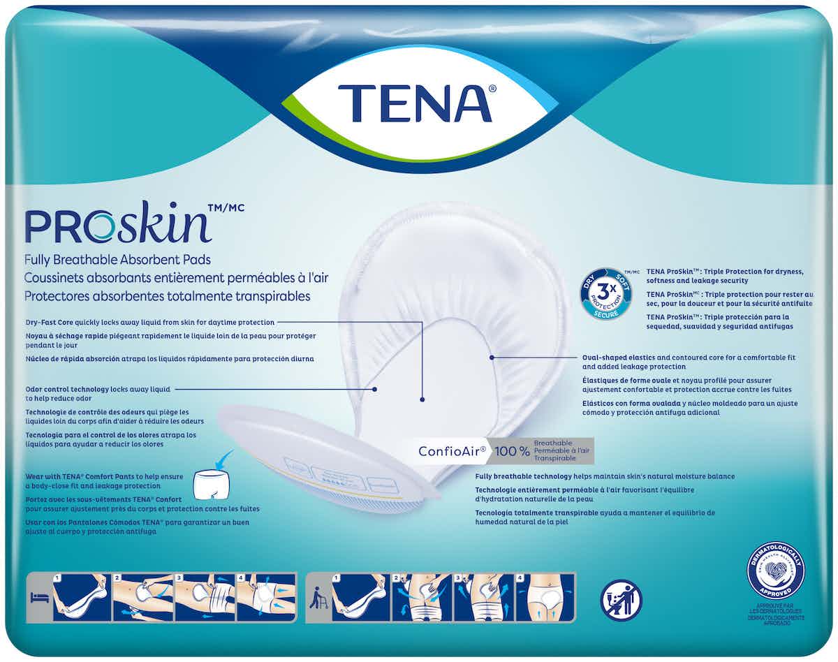 TENA Day Regular 2 Piece Heavy Incontinence Pad, Moderate Absorbency, 	62418-PK46, BACK