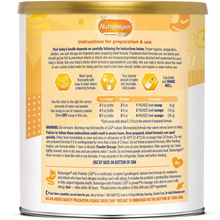Enfamil Nutramigen with Enflora LGG Hypoallergenic Infant Formula Powder with Iron, Can, 12.6 oz.