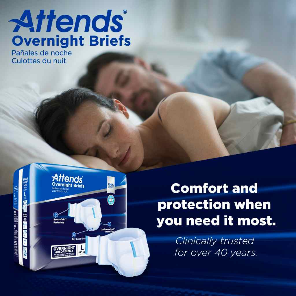 Attends Overnight Adult Briefs with Tabs, Severe Absorbency