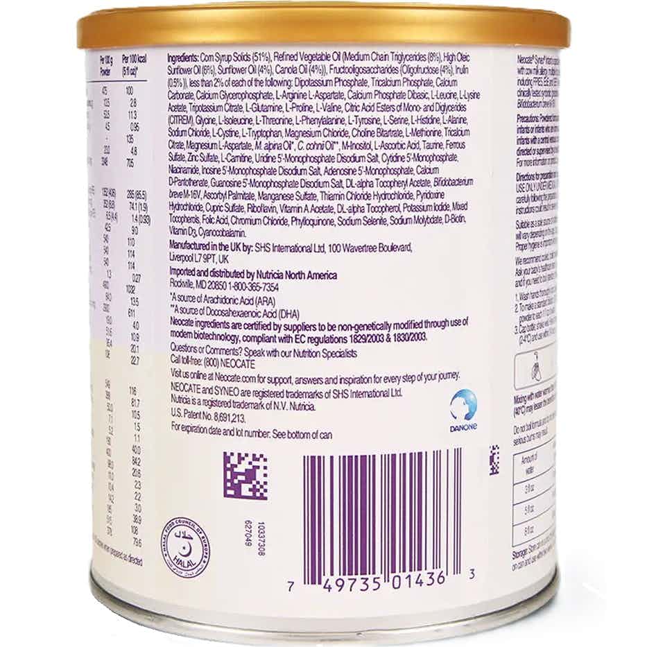 Nutricia Neocate Syneo Infant Hypoallergenic Amino Acid Based Infant Formula