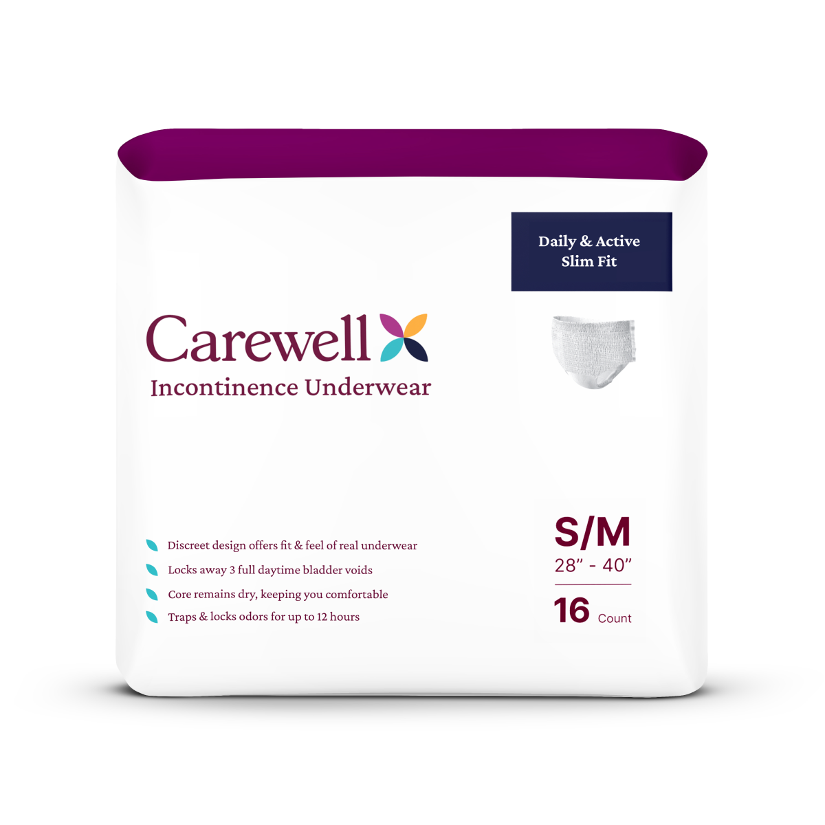 Carewell Incontinence Underwear: Daily & Active Slim Fit