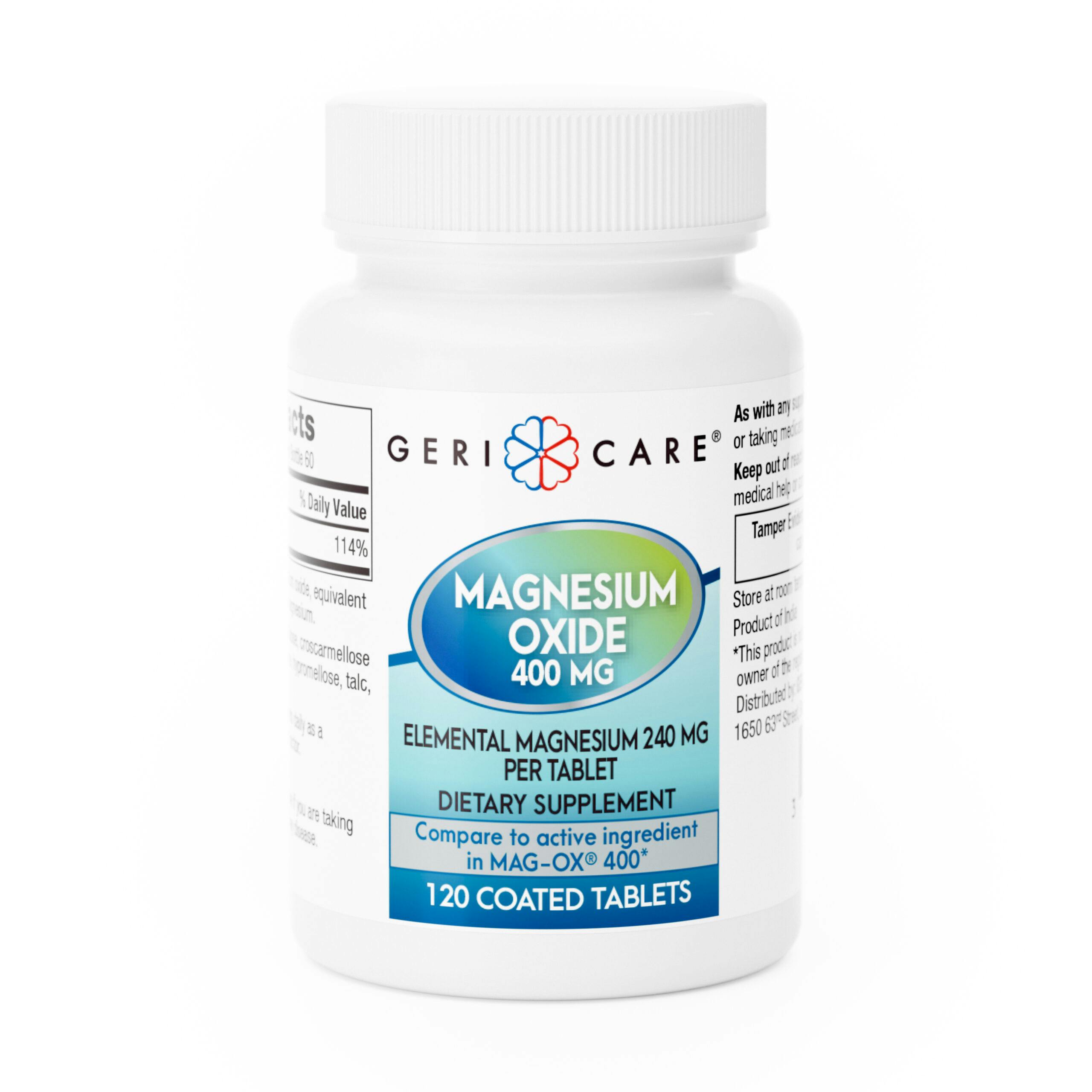 Geri-Care Magnesium Oxide Dietary Supplement, 400 mg, 120 Tablets, 634-12-GCP, 1 Bottle
