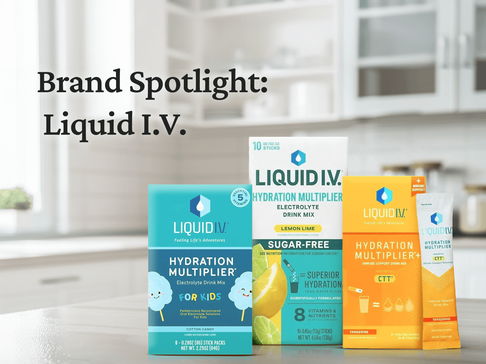 Liquid I.V. is America’s leading powdered hydration brand, offering several electrolyte drink mixes packed with essential vitamins, minerals, and nutrients.

When added to tap or filtered water, Liquid I.V. improves hydration absorption, counteracting dehydration more effectively than water alone. Each mix contains three times the electrolytes of the leading sports drink and provides faster and more effective hydration.